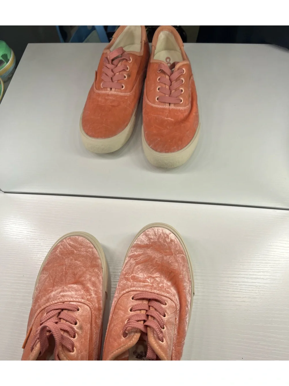 Coach Women’s Pink Velvet Lace-Up Sneakers Size 8